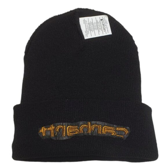 Carhartt Knit Beanie Hat Cuffed 3M Thinsulate Black Orange Spell Out Embroidered - Picture 5 of 8